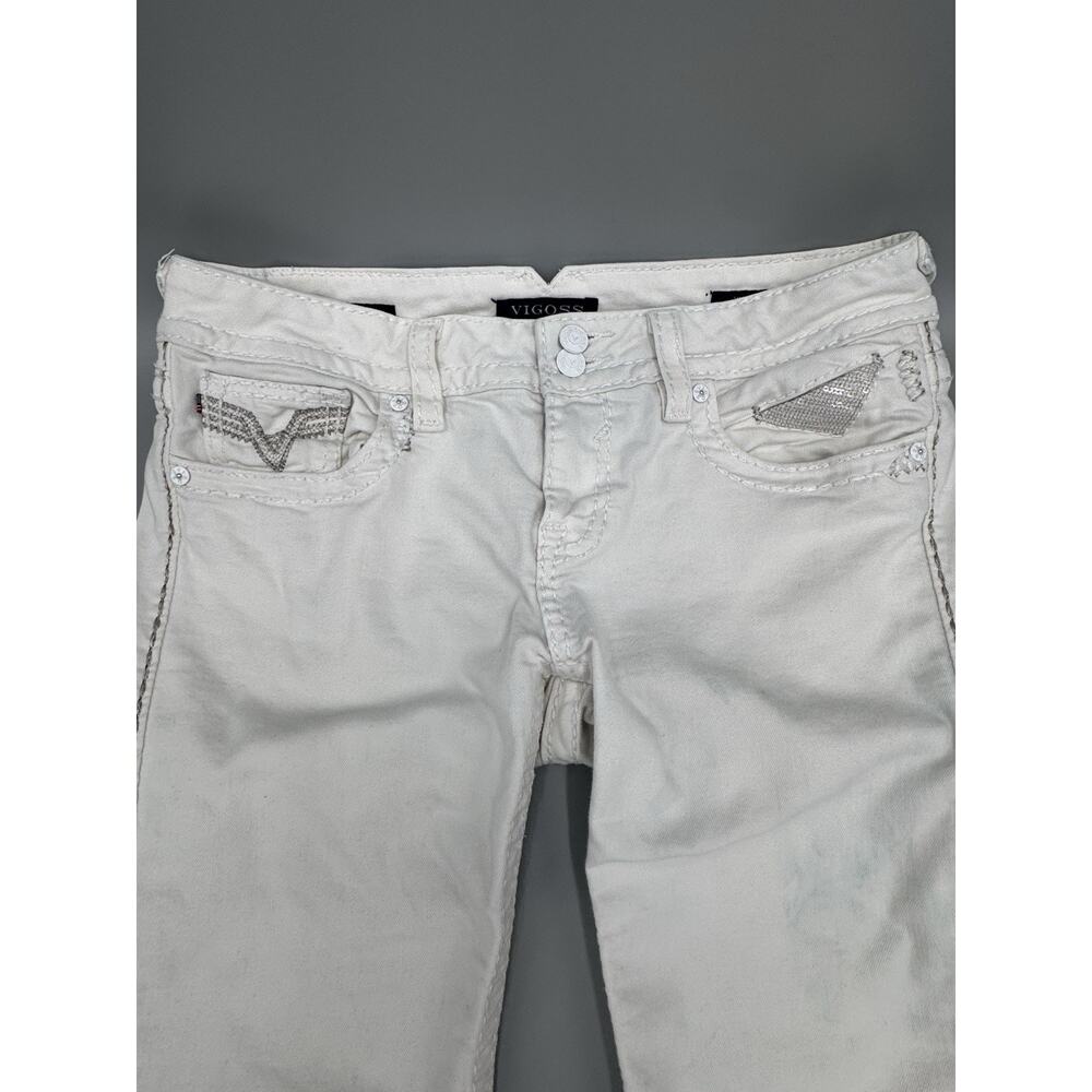 Women's‎ VIGOSS The Chelsea Capri Denim White Size 30x21 Embroidered Pockets - Picture 2 of 13